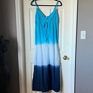Xhilaration Turquoise Ombre Maxi Dress with Tie Front